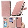 Ｈａｖａｙａ Cover Glitter per iPhone XR Custodia staccabile Portafoglio con zip-oro rosa