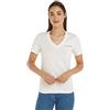 Calvin Klein Jeans T-shirt Donna Maniche Corte Monologo Slim Scollo a V, Bianco (Ivory), XS