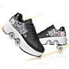 LDRFSE Scarpe con rotelle, pattini a rotelle, skateboard, scarpe per bambini con rotelle, scarpe da pattinaggio, scarpe da ginnastica con ruote per ragazze e donne, Polvere nera., 37 EU