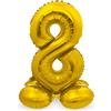 Folat 64708 Palloncino di alluminio con Base Numero Figura 8 Oro 86 cm - decorazione palloncino di elio per compleanno, anniversario