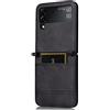 RankOne Custodia A Portafoglio per Samsung Galaxy Z Flip4 5G 6.7Inches Custodia, Custodia in Pelle con Porta Carte Nero