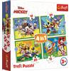 Trefl 4in1, 4, 12 a 24 Elementi Personaggi Disney, Topolino e Amici, Diversi Gradi di Difficoltà, per Bambini dai 3 anni Puzzle, Colore Mickey, 34616