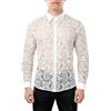 JOGAL Camicia a maniche lunghe da uomo in pizzo floreale trasparente, Pettine bianco per rubinetto., XXL