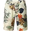 JOGAL Pantaloncini da uomo in cotone hawaiano con fiori bianco L