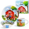 MIAMIO - Set di 3 stoviglie per bambini/piatti per bambini, set di piatti per bambini, set di stoviglie per bambini - include piatti, ciotole e tazze - per bambini e bambini piccoli (Fattoria)