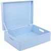 Creative Deco XL Azzurra Grande Scatola Legno | 40 x 30 x 14 cm | Coperchio e Maniglie | Cassetta Contenitore Portaoggetti Portagiochi Cofanetto Documenti Attrezzi | Perfetta per Decoupage e Decorare
