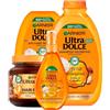 Garnier Ultra Dolce Shampoo + Balsamo + Maschera + Olio Spray Nutriente per Capelli Secchi e Spenti Gli Oli Meravigliosi Argan e Camelia Ravvivante Illuminante con Ingredienti Naturali - 4 Prodotti