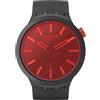 Swatch / Big Bold / Midnight Mode / orologio unisex / quadrante rosso / cassa plastica / cinturino silicone