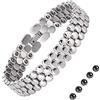 JEROOT Bracciale magnetico da donna in titanio, 3 file di bracciali in ematite per la salute delle donne con strumento di determinazione della taglia, bracciale magnetico da donna Energetix（3500 Gauss