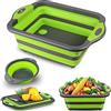 laqula Tagliere Pieghevole Multifunzionale con Contenitori Scolapasta, Vaschetta per Piatti in Silicone per Uso Alimentare, Cestello Scolapiatti Lavabo per Cucina