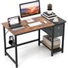 LIFEZEAL Scrivania Ufficio, Scrivania Porta Computer, con 2 Cassetti e Gancio, Postazione di Lavoro, per Studio, Stile Industriale, Scrittoio, Desk, in Legno+Metallo, 120x60 cm
