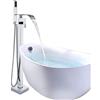 Onyzpily Miscelatore per vasca da bagno cromato, per doccia a pavimento, maniglia unica a 360°, ABS, freddo e caldo