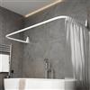 Erica Tubo Tenda Doccia a U, 70x165x70cm, Bastone per Tenda Doccia Angolare senza Supporto Soffitto, Rivestimento in Plastica senza PVC (White)