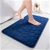 chakme - Tappeto da bagno in memory foam, assorbente per la doccia, zerbino decorativo, antiscivolo per il bagno e il soggiorno, 50 × 80 cm, blu scuro