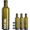 acquaverde | 3 Bottiglie Marasca in Vetro Scuro Uvag, Bottiglia per Olio e Liquori da 500 ml con Tappo Dosatore