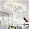 YUNZI 2 Cerchi Design Ventilatore da Soffitto con Luce E Telecomando Silenzioso Motore DC LED Dimmerabile Lampadari Ventola 6 velocità per Camera da Letto Soggiorno Plafoniera con Ventilatore-White
