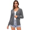 Famrrifuu Cardigan Donna in Maglia Cotone Leggero Maniche Lunghe Aperto Giacca Elegante Casual Cardigan,Grigio,S