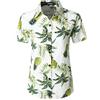 JOGAL Camicia hawaiana da donna, casual, a maniche corte, motivo floreale, da spiaggia, Corallo rosso., L