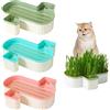 NIDONE Fioriera erba di gatto, capacità di gatto kit di gatto, vassoio a germogli di semi di erba gatta, 3 pezzi Kit di coltivazione di gatto senza terreno doppio vassoio di seme di gatto staccabile vassoio
