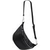 SH Leder Greta G747 - Tasca sul petto da donna, unisex, per festival, viaggi, taglia media, tracolla regolabile, in pelle, 37 x 21 cm, Nero , Grande