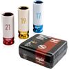 MJW Set di attacchi da 1/2 6 angoli con manicotto di sicurezza per bussole a percussione lunghi 1/2 6 angolo lungo 17 | 19 | 21 acciaio Cr-Mo Set di attacchi forti dimensioni metriche