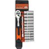 JinPhon Set di chiavi a bussola professionale da 1/4, piccolo cricchetto con meccanismo a 24 denti e punte Cr-V, set completo con sgancio rapido, estensione, organizzatore, cricchetto, set XL