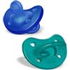 Chicco PhysioForma - Succhietto Gommotto 16-36M Soft in Silicone Verde Blu, 2pz