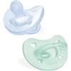 Chicco PhysioForma - Succhietto Gommotto 2-6M Soft Silicone Azzurro Verde, 2pz