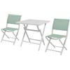 Outsunny Set da Giardino 3pz Pieghevoli in Alluminio con 2 Sedie 47x54x83 cm e Tavolo 70x70x72 cm, Verde|Aosom