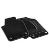MTM PRO-3748 Tappetini per Volkswagen Polo V (6R) 05.2009>09.2017 / Seat Ibiza 2008>05.2017 / Skoda Fabia III 2014> , su Misura in Velluto, Bordi in Similpelle e Doppia Impuntura Cromata
