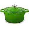 vancasso Casseruola smaltata Verde, casseruola in ghisa 2 L, pentola antiaderente, lavabile in forno, adatta per fornelli a induzione, utilizzata come stufato, zuppa, con coperchio, rotonda, 20 cm