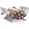 Relaxdays Cesto Portalegna Acciaio Inox Cassa Cassetta Contenitore per Legname Moderno HxLxP: 19x37x33 cm Argentato
