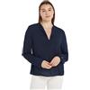 Tommy Hilfiger Blusa Donna Viscose Crepe V-Neck Elegante, Blu (Desert Sky), 38