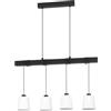 Eglo Townshend 8 - Lampada a sospensione a 4 luci, per da sala da pranzo, con trave, in metallo, legno e tessuto, colore bianco e nero, con attacco E27