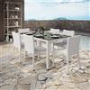 garneroarredamenti Set tavolo da giardino esterno bar dehors rettangolare 150x90cm + 6 sedie effetto rattan bianco Conchiglia