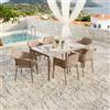 garneroarredamenti Set tavolo da giardino esterno bar dehors rettangolare 150x90cm + 6 sedie polipropilene tortora Aruba