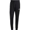 adidas Uomo Essentials Fleece Regular Tapered Pants, Black/White, L Tall 2 inch