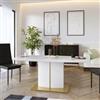 DEGHI Tavolo 180x90 cm top bianco lucido e base in acciaio inox finitura oro - Bigfoot