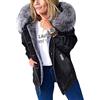 Minetom Giubbotto Donna Jeans Giacca in Pelliccia Faux Invernali Giacca di Jeans Giacche Parka Cappotto Corto Oversize Giubbotto Giubbini Cappotti A Nero 3XL