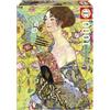 Educa - Puzzle di 1000 pezzi per adulti | La signora con un fan, Gustav Klimt | Arte | Misura: 48 x 68 cm. Include la colla Fix Puzzle. Da 14 anni (19932)