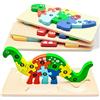 ZHQQ Puzzle in legno per bambini di 1 2 3 4 anni, giocattoli Montessori per bambini da 1 a 4 anni con 4 motivi di animali, puzzle per l'apprendimento, regali per bambini e bambine - set di 4 pezzi.
