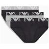 Emporio Armani Stretch Cotton Bold Monogram 3-Pack Brief, Slip Uomo, Multicolore (Black-Stone-Black), M