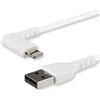 StarTech.com Cavo da USB-A a Lightening da 2m durevole, bianco ad angolo retto a 90° in fibra aramidica-Certificato Apple MFi (RUSBLTMM2MWR)