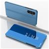 GOKEN Clear Smart View Cover Compatibile con Samsung Galaxy A54 5G, Mirror Flip Case Standing Leather Cover, Luxury Libro Custodia con Supporto Pieghevole - Blu