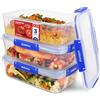 Sistema KLIP IT PLUS contenitori per alimenti | Rettangolari 2,2 L | Contenitori con coperchi, a prova di perdite, impilabili ed ermetici, adatti a frigorifero e congelatore | Senza BPA | 3 pezzi