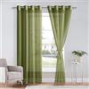 DWCN Tende per Interni in Voile con Fermatenda Tende Soggiorno per Finestre con Occhielli Morbidi Finestre 2 Pannelli, 140x260 CM, Verde Oliva