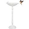 Relaxdays Abbeveratoio, Vaschetta per Uccellini da Terra, Decorazione Giardino, Accessori per Uccelli, 74,5 cm, Bianco
