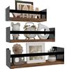 RLAVBL Mensola da Muro 40cm, Mensola Nera 3 Pezzi, Esposizione Multifunzionale, Decorazione e Salvaspazio per Studio, Camera, Soggiorno, Cucina, e Bagno