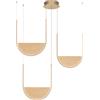 Ondaluce Lampada a sospensione 90 cm 3 Luci LED LOTUS con inserto in vetro granigliato ORO