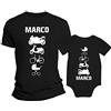 Overthetee Coppia Tshirt Body Festa del Papà [PERSONALIZZA NOMI] - Papà Motociclista - Figlio Motociclista - [PERSONALIZZA NOMI] - Bicicletta Bimbo - Festa del papà - Idea Regalo Papà